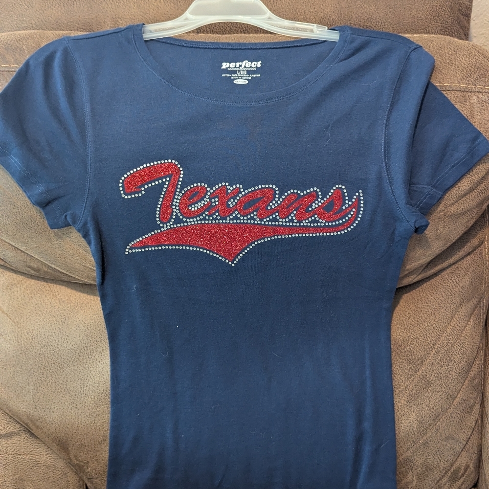 Houston Texans glitter rhinestone shirt MEDIUM LARGE XL